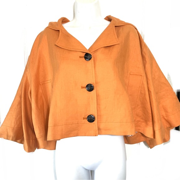 Linen Cropped Hoodie Peacoat/Trench NWOT Size SR - Picture 9 of 16